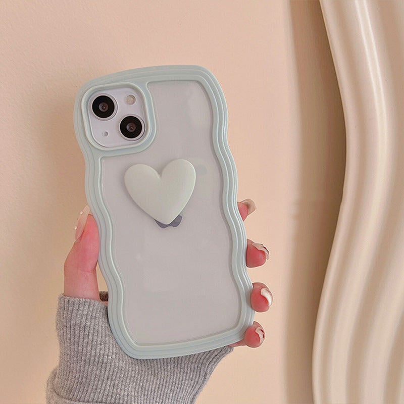 Love Wave Border Phone Case Transparent 3D For iPhone 14