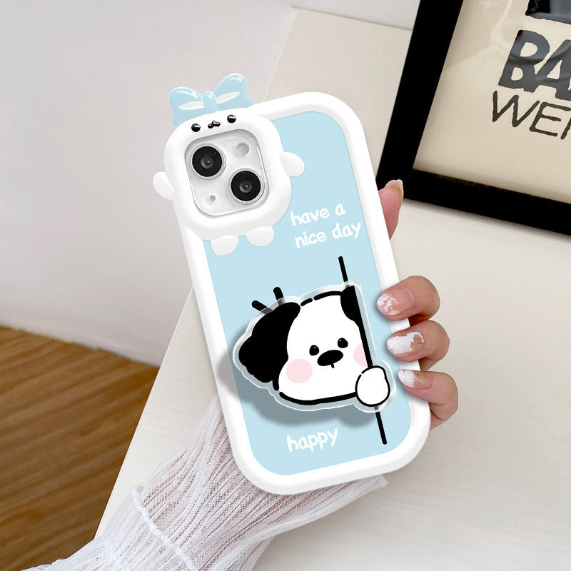 Cartoon Cute Bracket Dummy Dog Mobile Case For iPhone 14