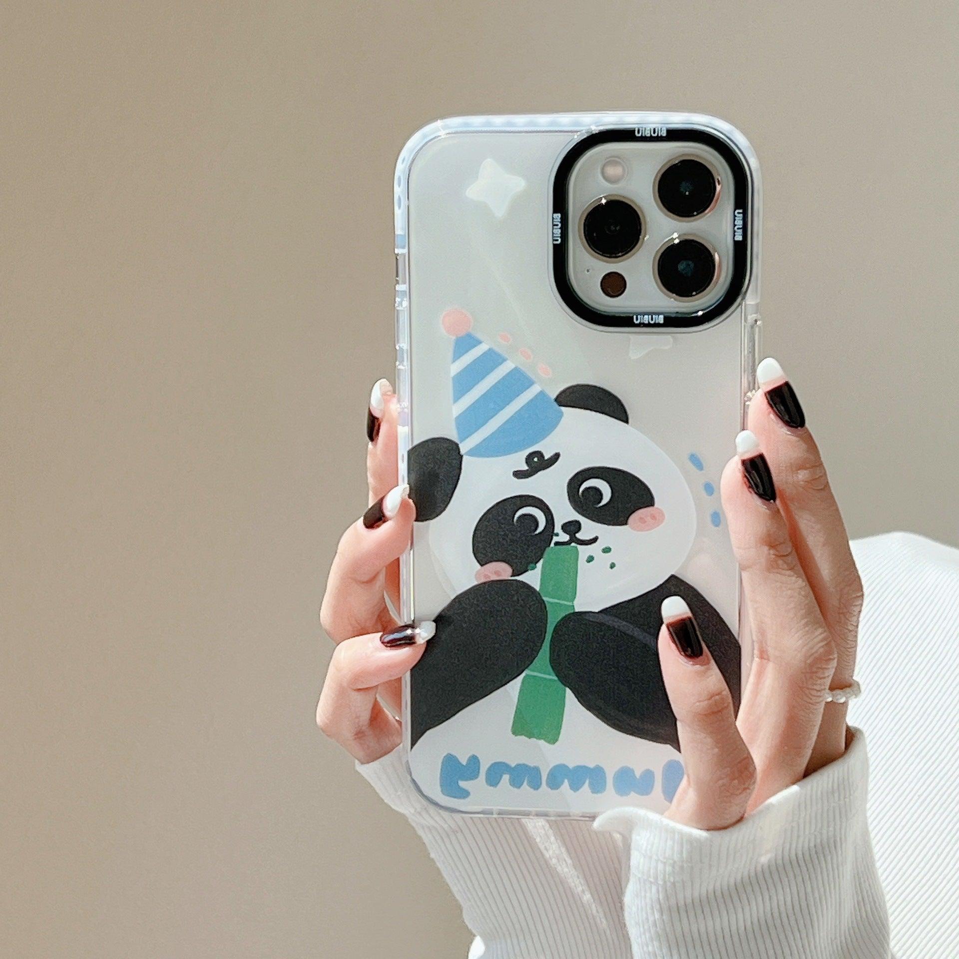 Cute Cartoon Mobile Phone Case Gnawing Bamboo Panda - MyMobile