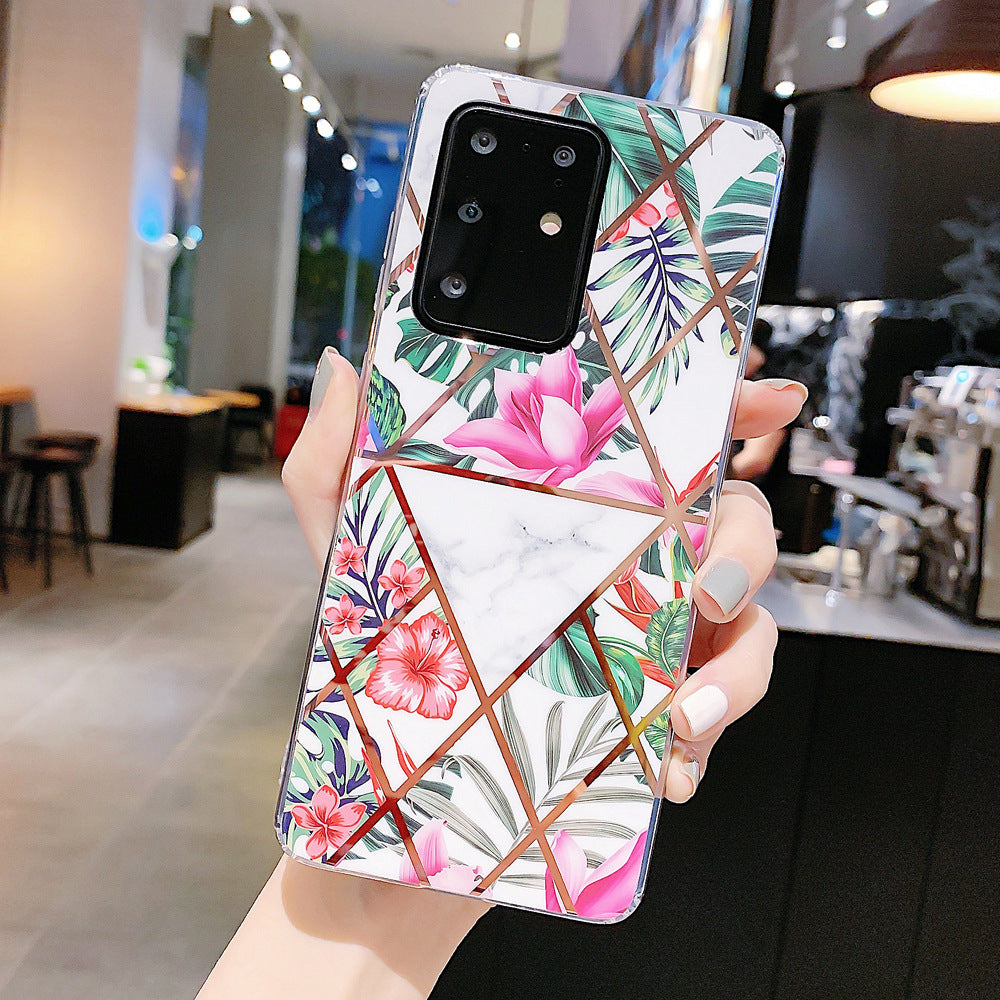 Retro electroplating geometric flower phone case For Samsung Galaxy S20