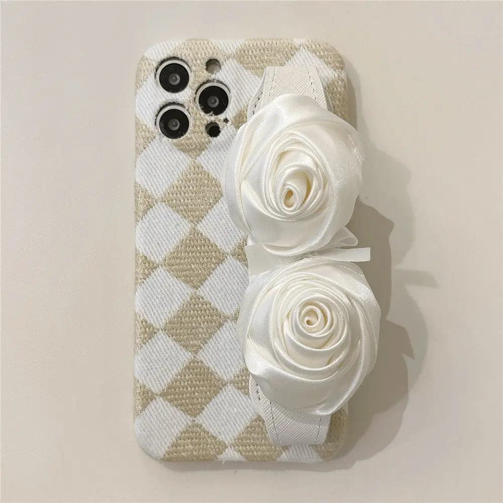 Diamond White Rose Wristband Phone Case Online Only