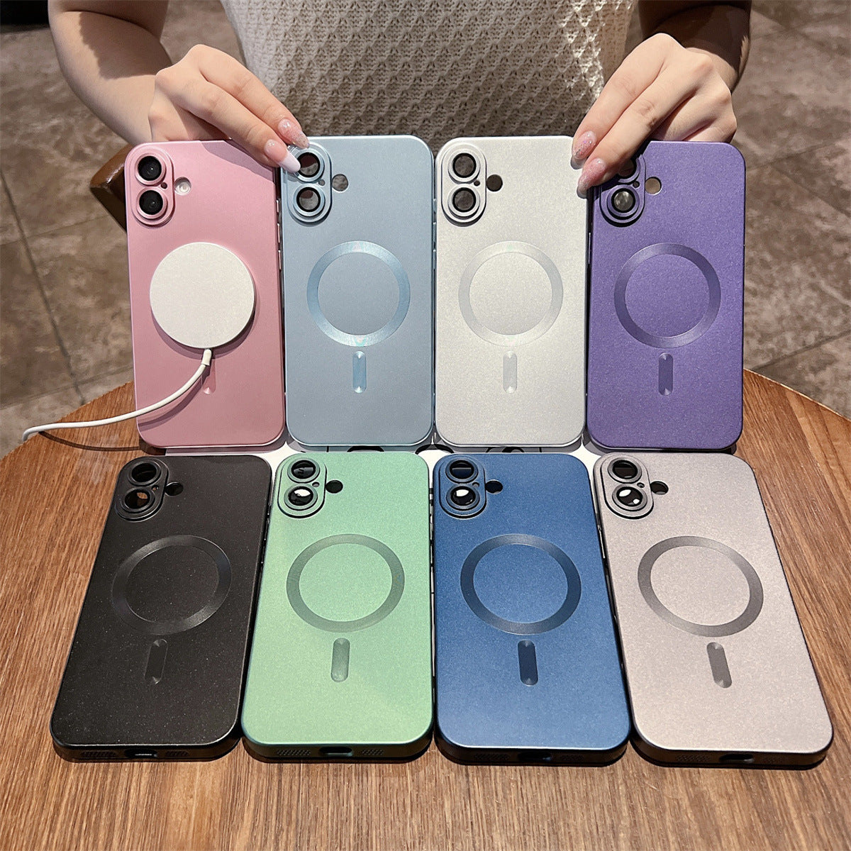 All-inclusive Drop-resistant Metallic Paint Magnetic Phone Case For iPhone 16