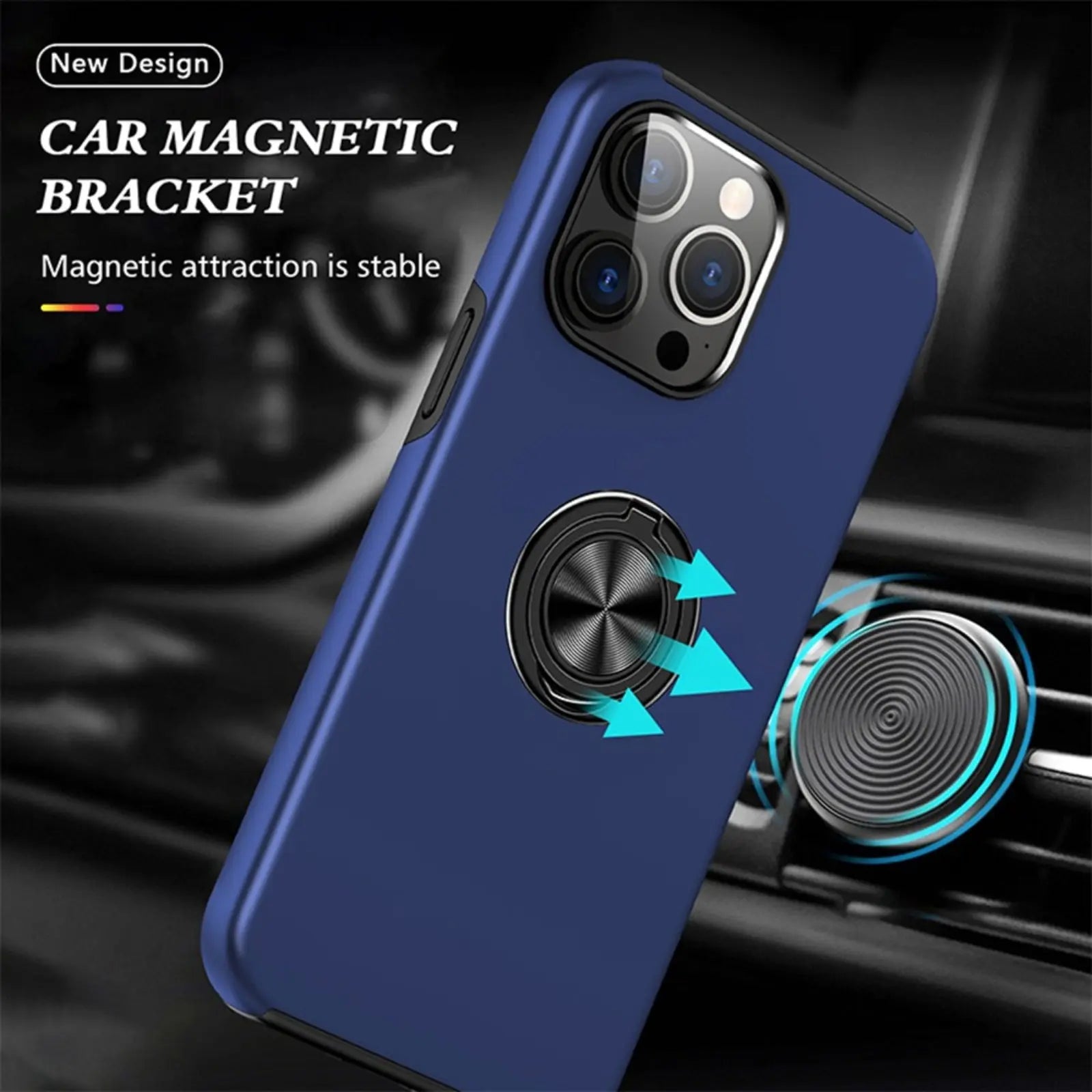 Magnetic Ring Holder Shockproof Cover Case for iPhone 15 Pro Max