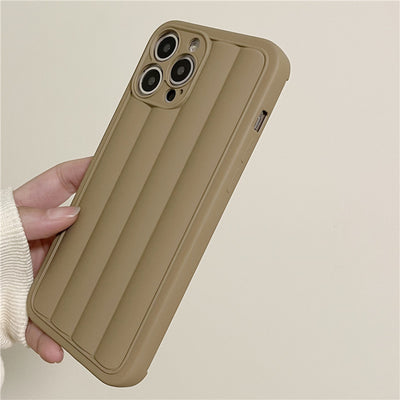 Milk Tea Color Creative Egg Roll Striped Phone Case For iPhone 14