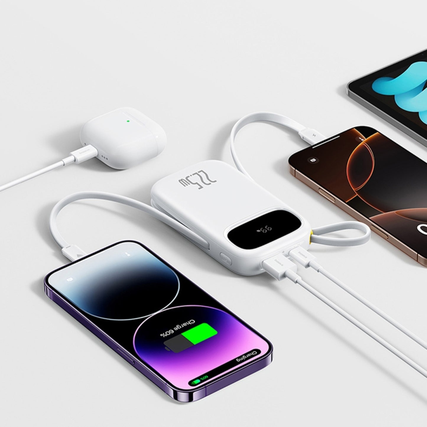Baseus EnerFill FC31 Digital Display Power Bank with 2 Built-in Cables 10000mAh 22.5W