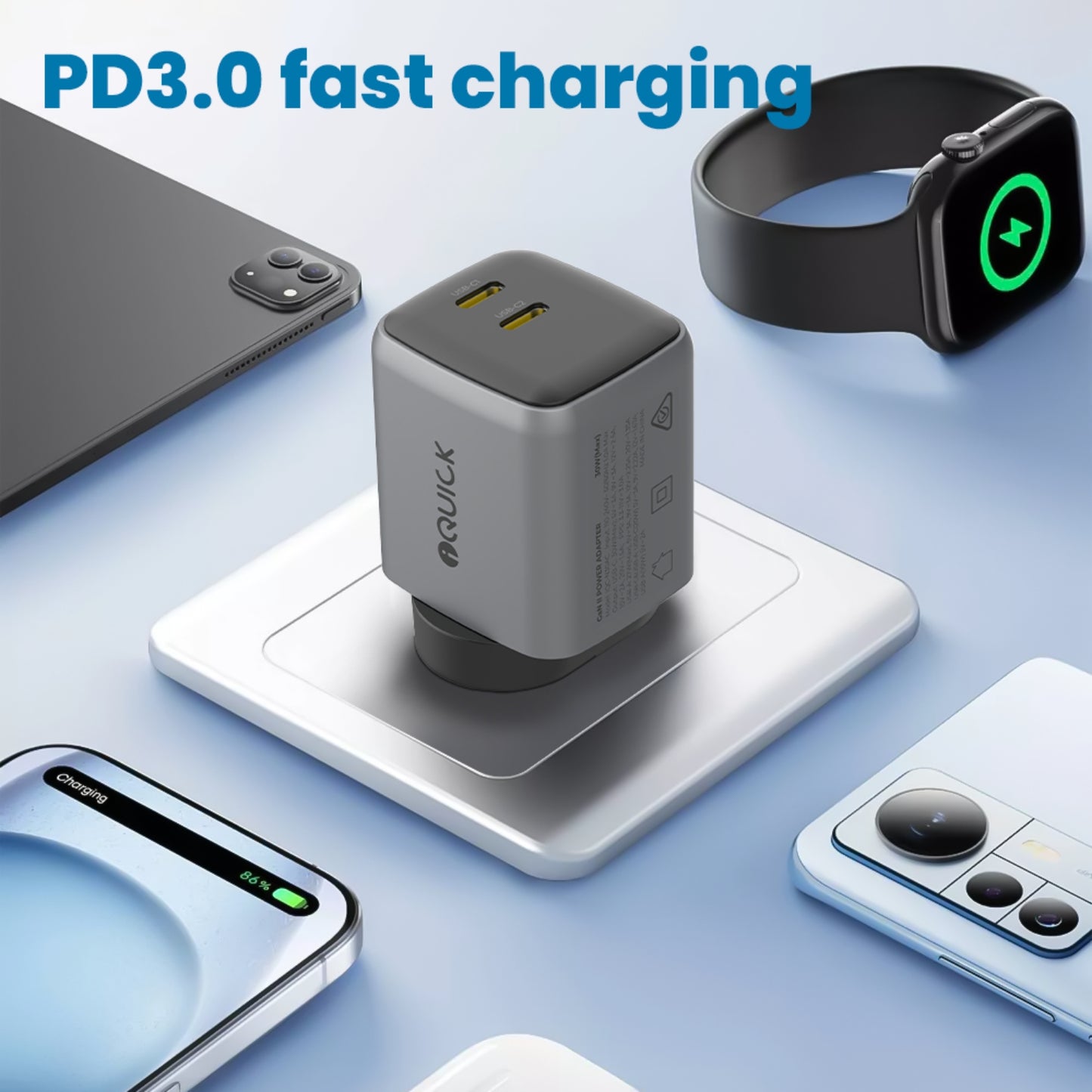 iQuick NANO ENERGY 2 30W PD3.0 Dual USB-C Ports Charging Adapter