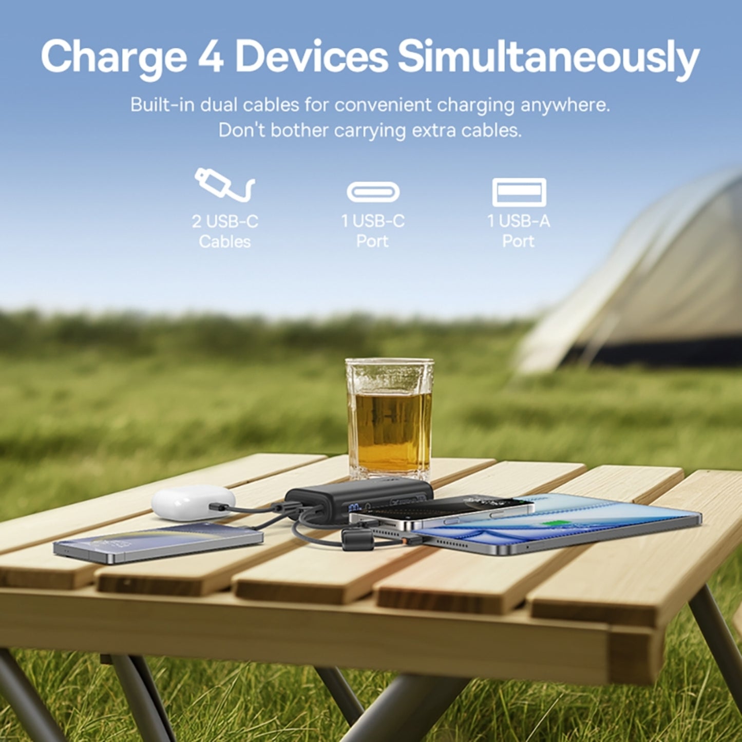 Baseus EnerFill FC41 Digital Display Power Bank with Dual Built-in USB-C Cables 10,000mAh 67W