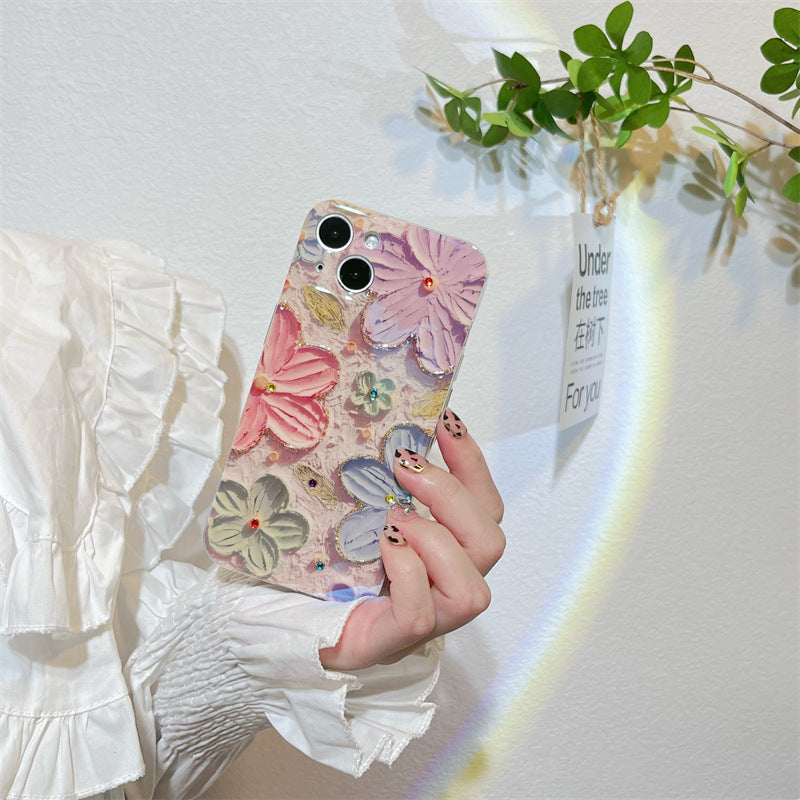 Colourful Oil Painting Floral Vintage Phone Case For iPhone 14