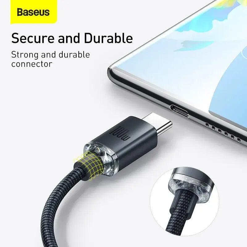 CW-FXP Baseus Crystal Shine Series Fast Charging Data Cable USB to Type-C 100W 1.2m-Black - MyMobile