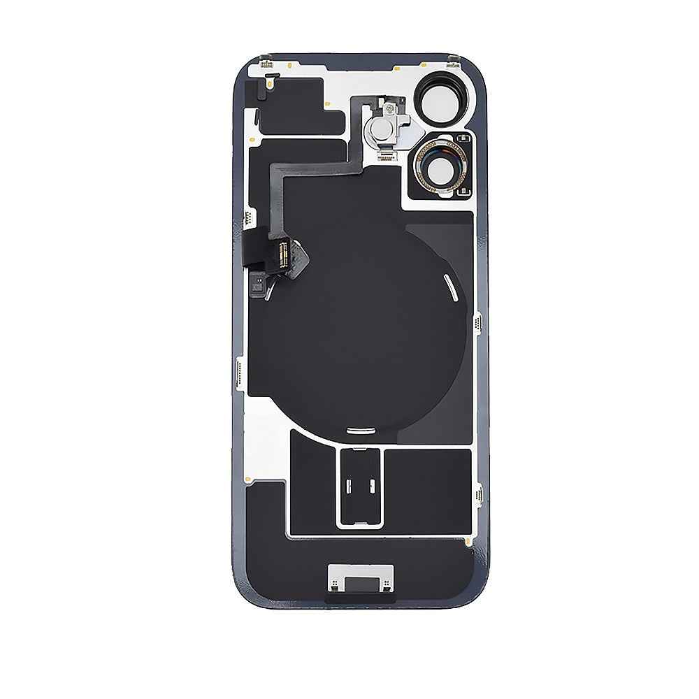 BQ7 Rear Cover Glass with Camera Lens Glass and Wireless NFC Charging with Flash Flex Cable for iPhone 16-Black