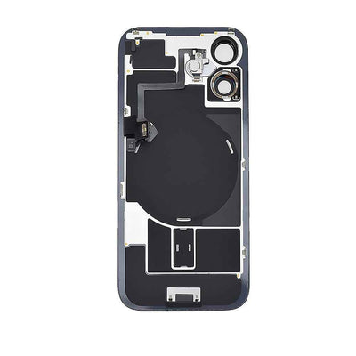 BQ7 Rear Cover Glass with Camera Lens Glass and Wireless NFC Charging with Flash Flex Cable for iPhone 16-Black