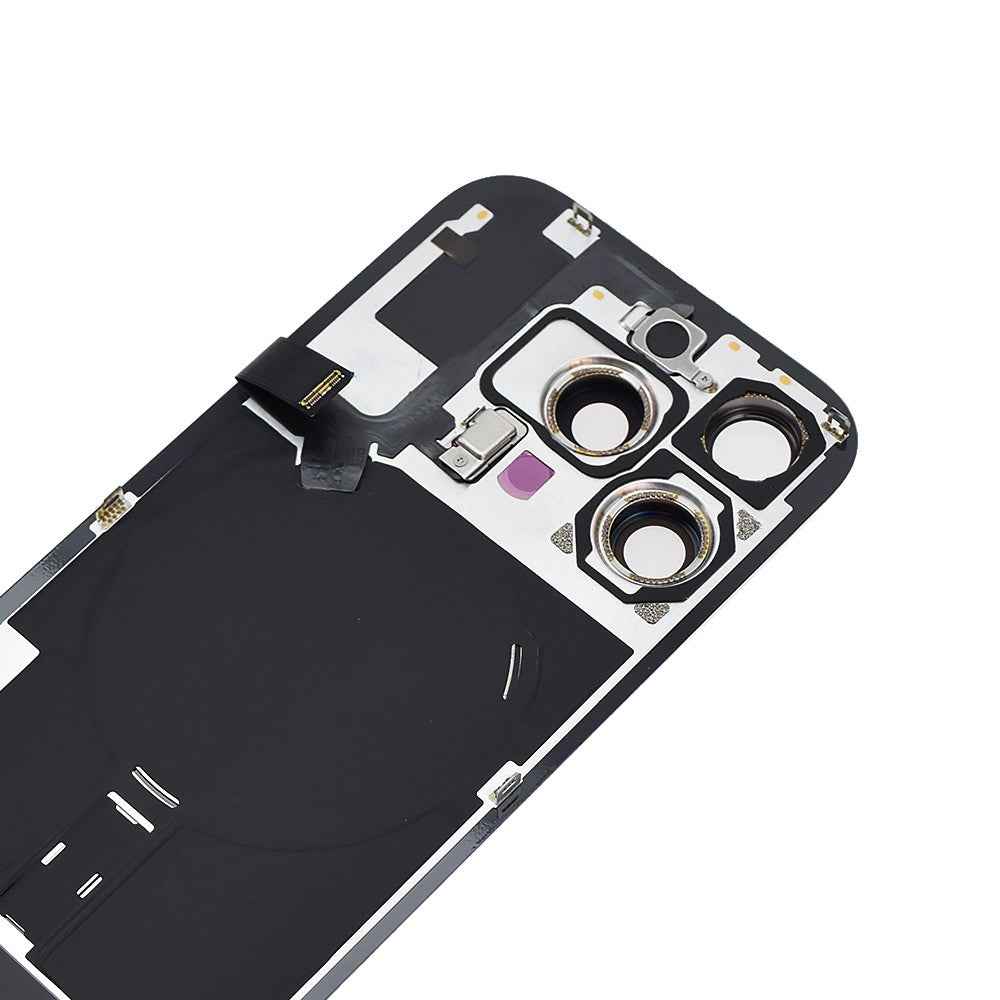 BQ7 Rear Cover Glass with Camera Lens Glass and Wireless NFC Charging with Flash Flex Cable for iPhone 16 Pro-Black Titanium