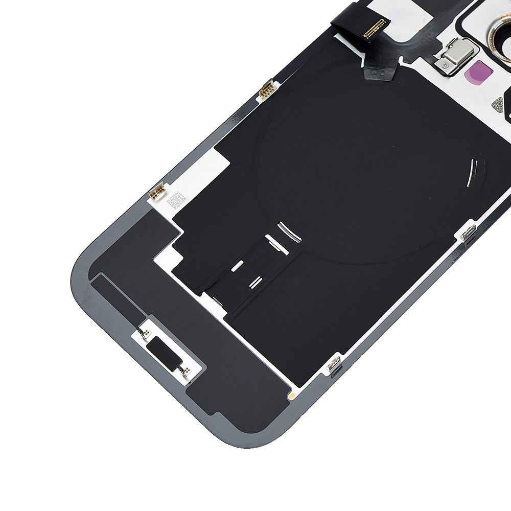 BQ7 Rear Cover Glass with Camera Lens Glass and Wireless NFC Charging with Flash Flex Cable for iPhone 16 Pro-Black Titanium