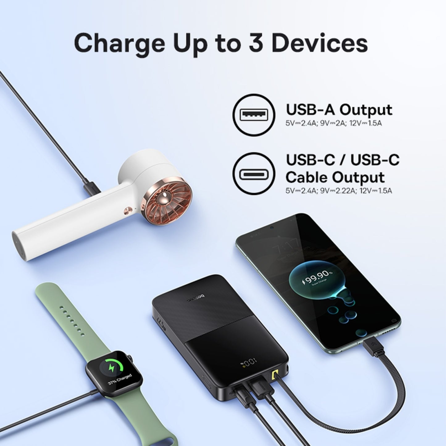Baseus EnerFill FC51 Bipow2 Pro Digital Display Power Bank with Built-in Cable 10000mAh 22.5W