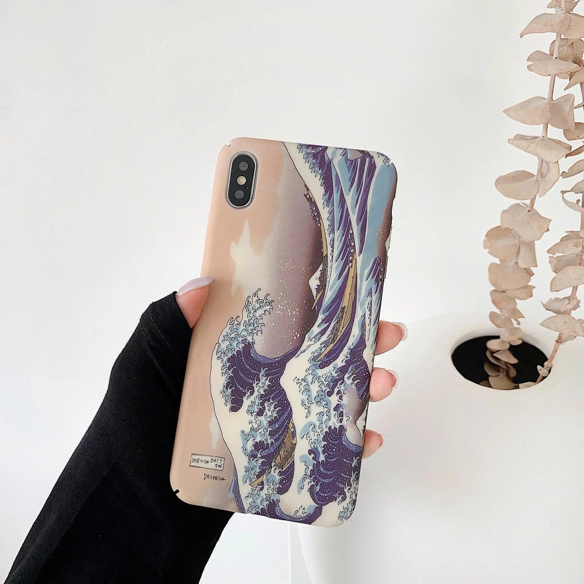 Art oil painting ocean wave mobile phone case Online Only