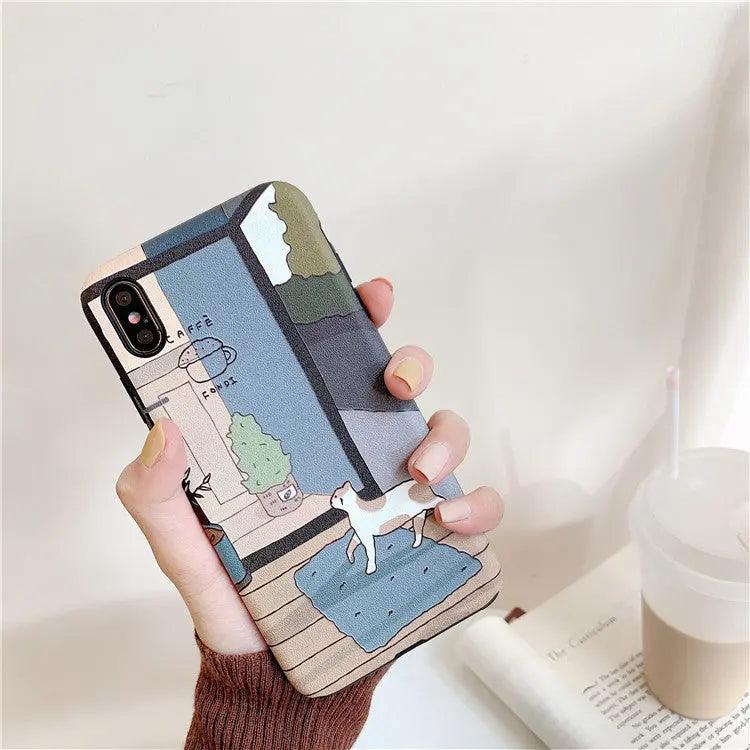 Embossed Cat Net Red Cartoon Mobile Phone Case Online Only