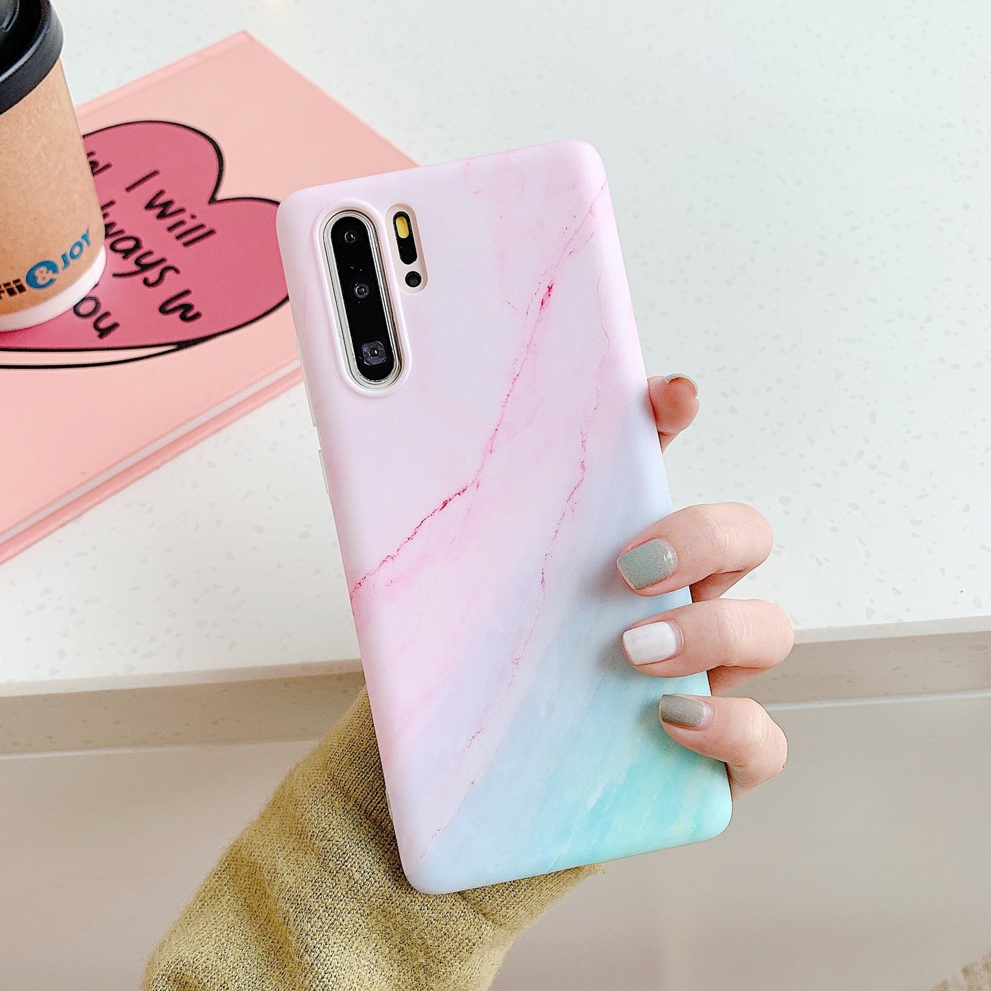 Gradient ring marble mobile phone case For Huawei P40