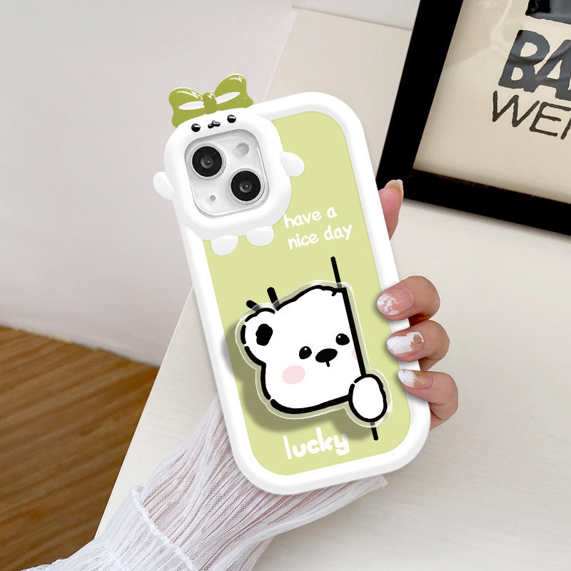 Cartoon Cute Bracket Dummy Dog Mobile Case For iPhone 14