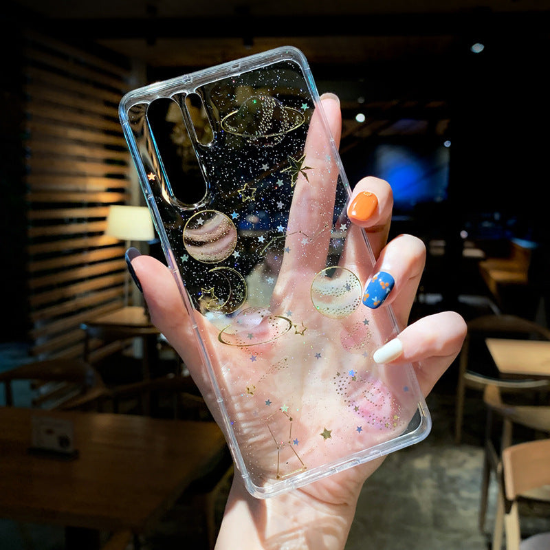 Transparent sequin planet phone case For Huawei P30