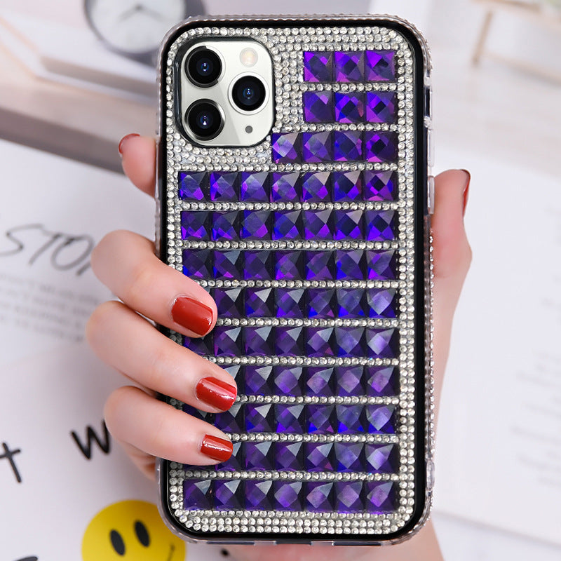 Compatible with Apple , New Diamond-inlaid Mobile Phone Case Edge Drill Mobile Phone Protective Case - MyMobile