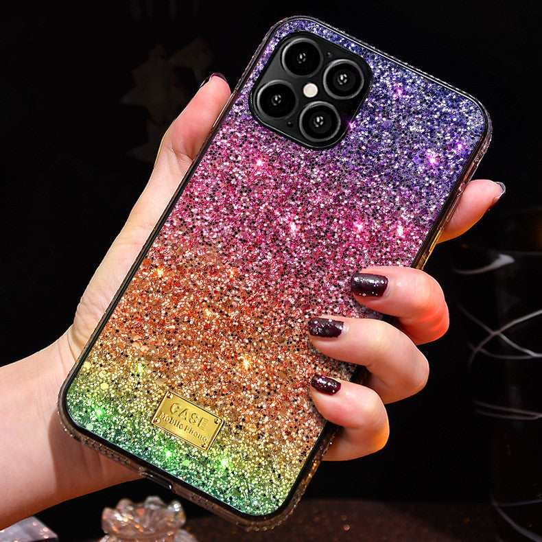 New Phone Case Suitable For Rainbow Pasted Leather Diamond Mobile Phone Case - MyMobile