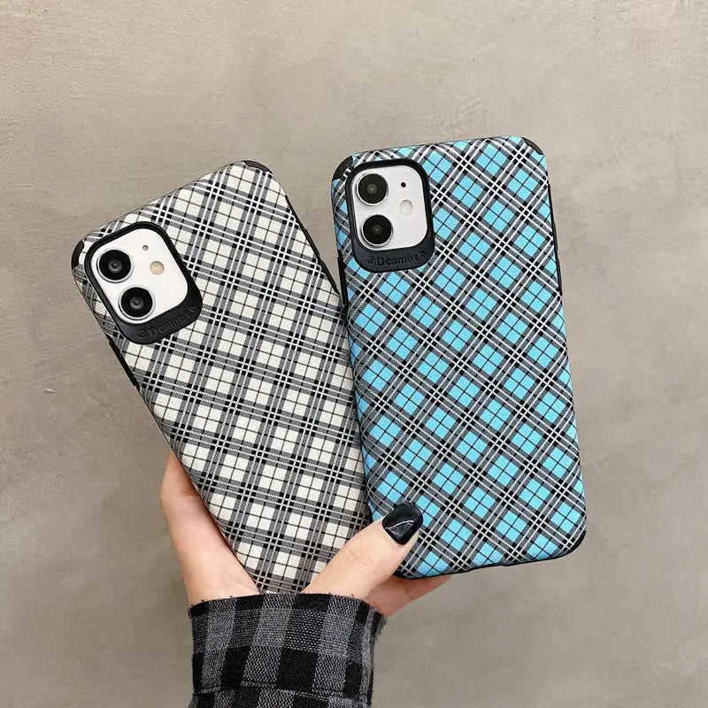 Checked lamb skin mobile phone case Online Only