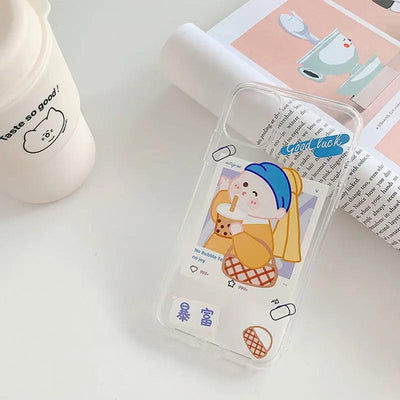 Compatible with Apple , Creative Milk Tea Girl For 11ProMax Apple XS XR Mobile Phone Case Online Only