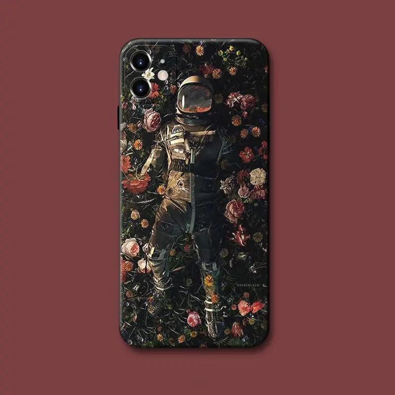 Compatible with Apple , Astronaut In The Flowers Applies Apple 12 Mobile Phone Case Retro Protective Cover Online Only