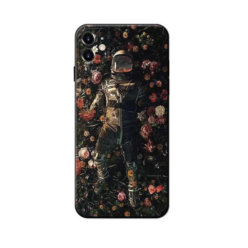 Compatible with Apple , Astronaut In The Flowers Applies Apple 12 Mobile Phone Case Retro Protective Cover - MyMobile