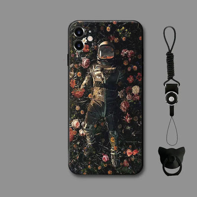 Compatible with Apple , Astronaut In The Flowers Applies Apple 12 Mobile Phone Case Retro Protective Cover Online Only