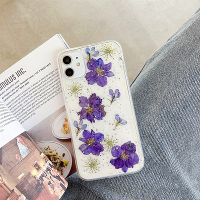 Compatible With  , Daisy Phone Case Real Flower Protective Cover For iPhone 14