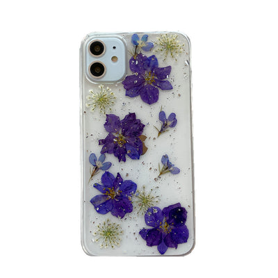 Compatible With  , Daisy Phone Case Real Flower Protective Cover For iPhone 14