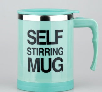 Coffee Stirrer Mug With Creative Handle, Button Design, Self Stirring, Automatic, With Lid