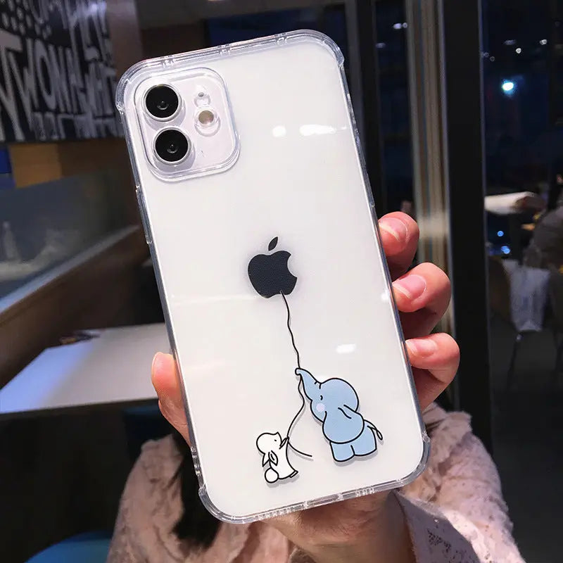 Cartoon Elephant Transparent Drop Proof Mobile Phone Case Online Only