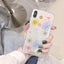 Fashion Glitter Real Dry Pressed Flower Phone Case Transparent Silicone Cover For iPhone 14