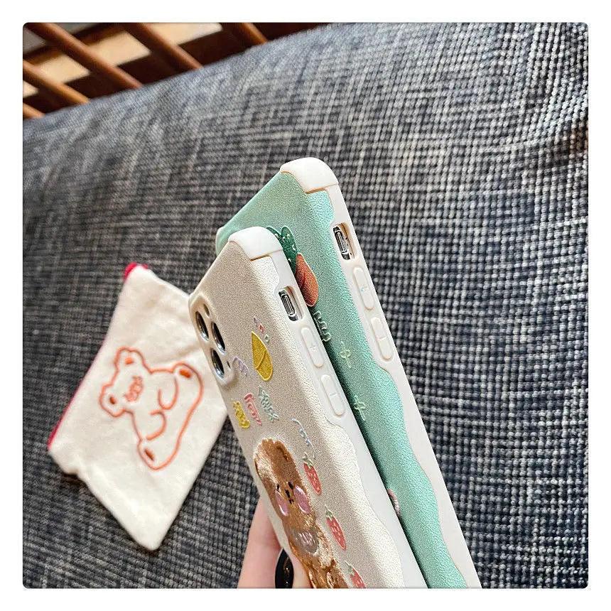 Compatible with Apple , Cute Cartoon Mobile Phone Case Exquisite Embroidery Mobile Phone Case Protective Cover Lens Protection Online Only