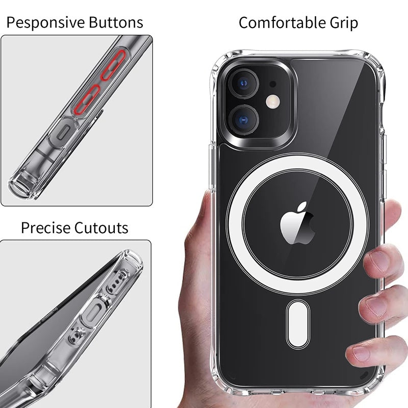 Magnetic Phone Case Anti-drop Transparent Protective Cover For iPhone 16