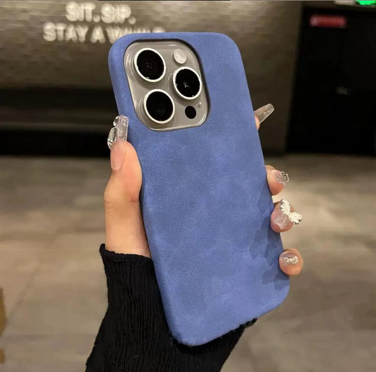 New High-grade Solid Color Suede Phone Case - MyMobile