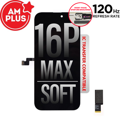 AMPLUS Soft OLED Assembly for iPhone 16 Pro Max Screen Replacement (120HZ, Compatible for IC chip transfer)