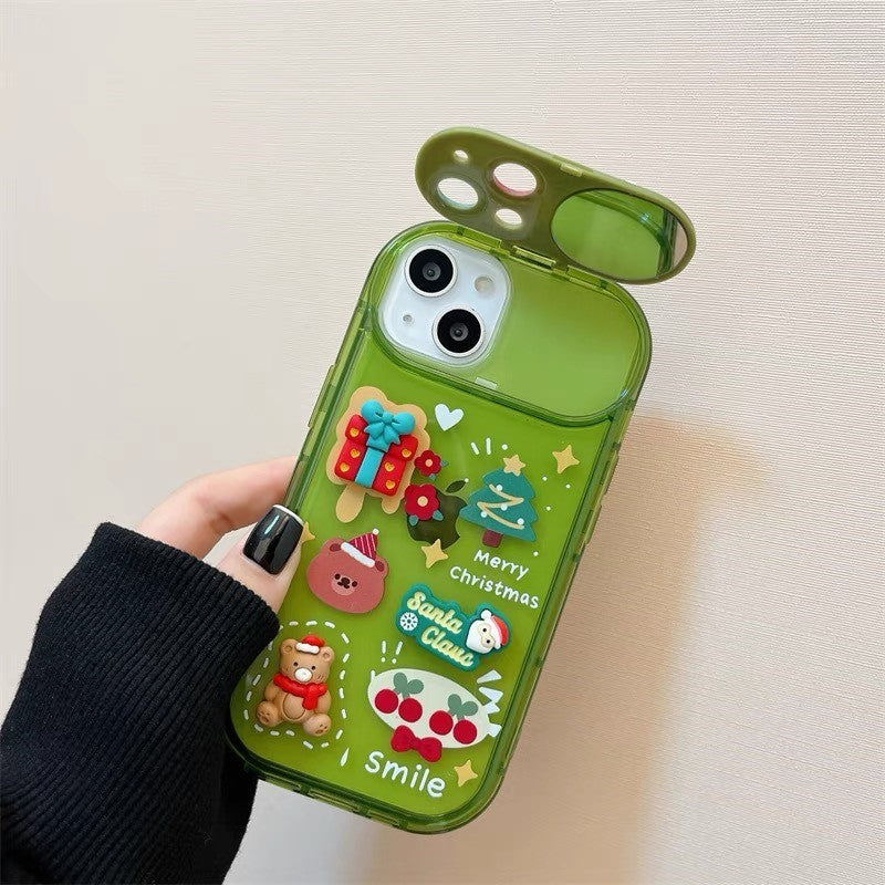 Plastic Christmas Stereo Doll Pendant Phone Case For iPhone 15