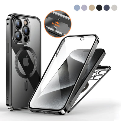 Anti-Privacy Metal Buckle Magnetic Support Wireless Charging Double-Sided Lens For iPhone 15