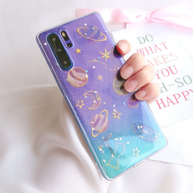 Transparent sequin planet phone case For Huawei P30