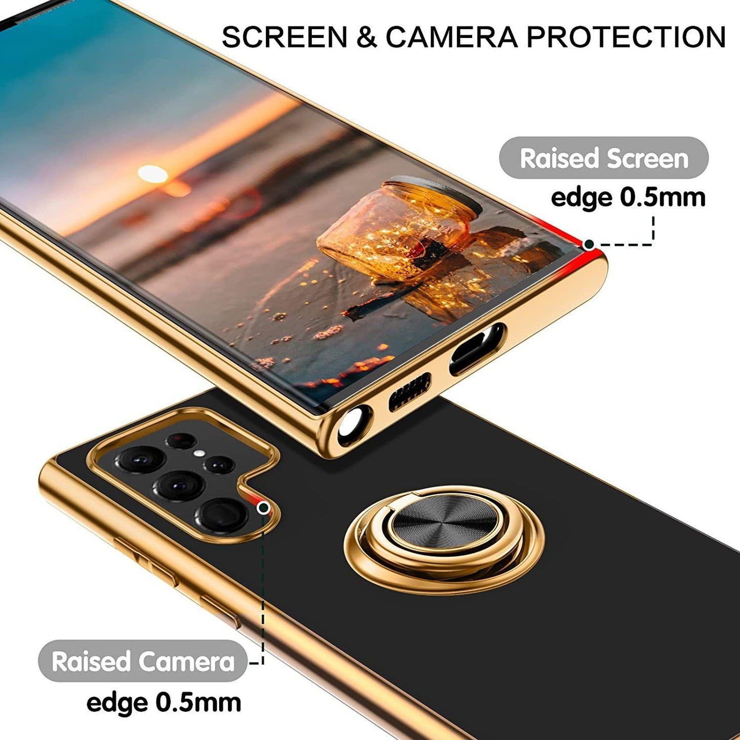 Phone Case 6D Ring On-board Bracket Silicone Protective Sleeve Electroplating For Samsung Galaxy S24