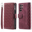 Crossbody Plaid Multi-functional Zipper Bag Mobile Phone Case For Samsung Galaxy S23