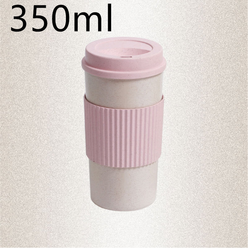 Reusable Coffee Tea Cup Random Color Wheat Straw Mug Coffee Cup with Lid Home Outdoor Water Bottle Travel Insulated Cup