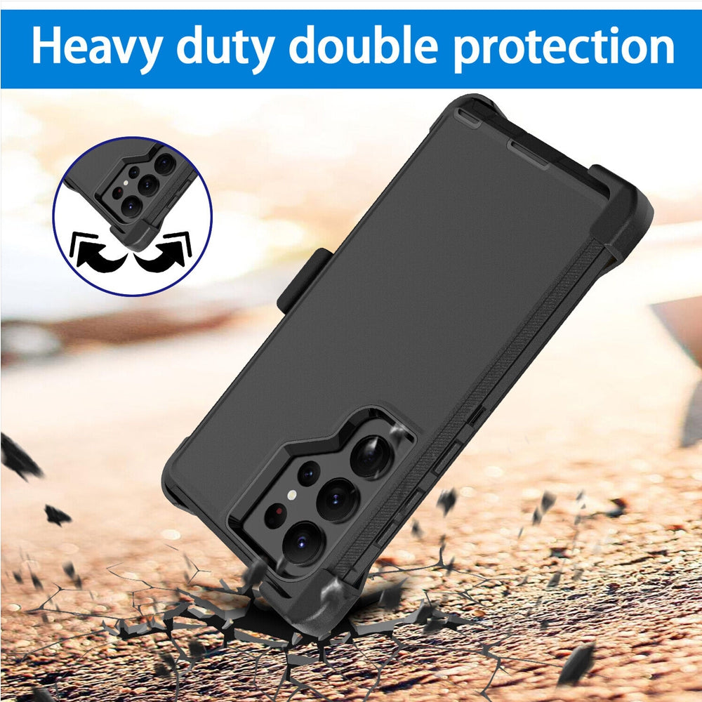 Shockproof Robot Armor Hard Plastic Case Cover with Belt Clip for Samsung Galaxy S24 Ultra