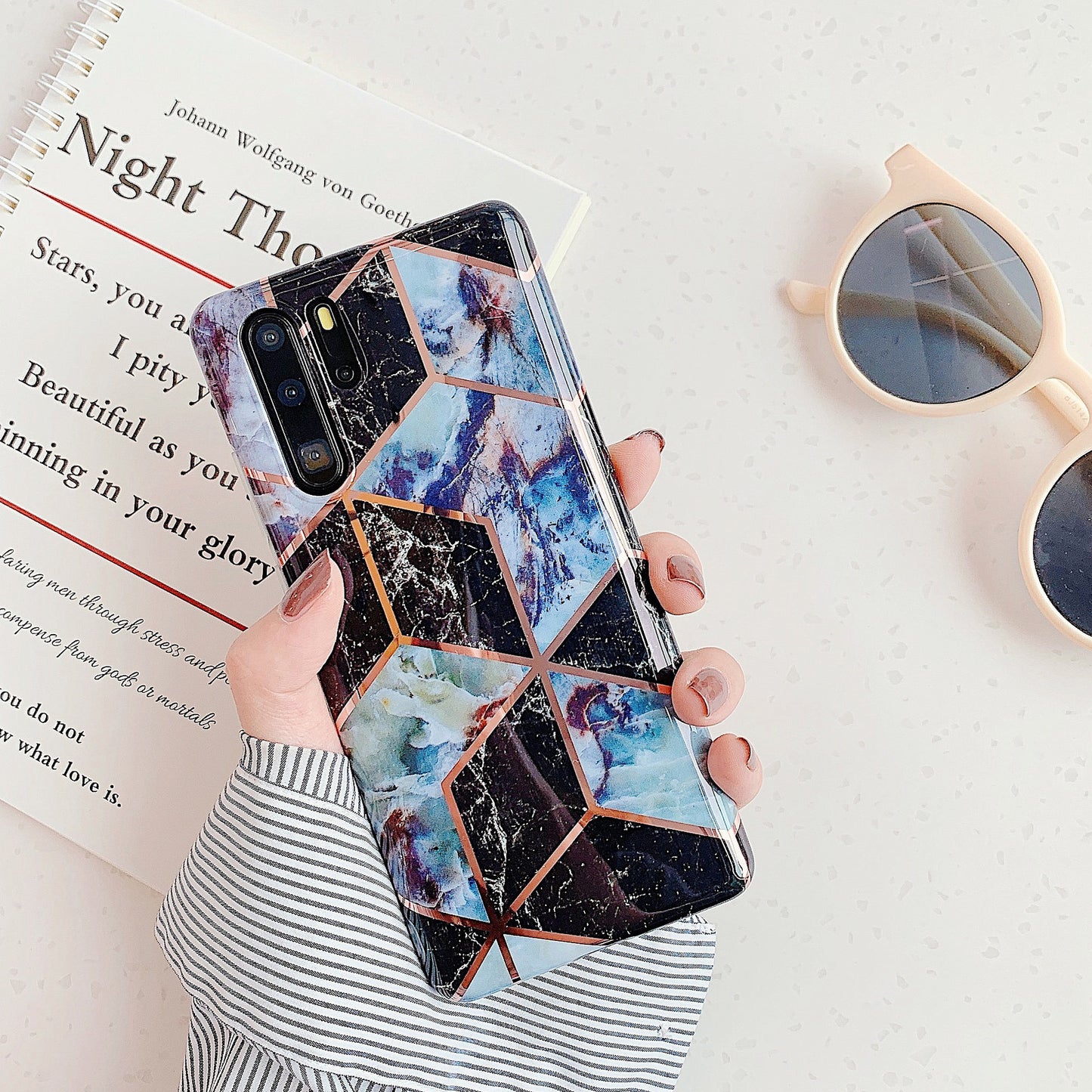 Electroplated marble mobile phone case For Huawei P30 pro