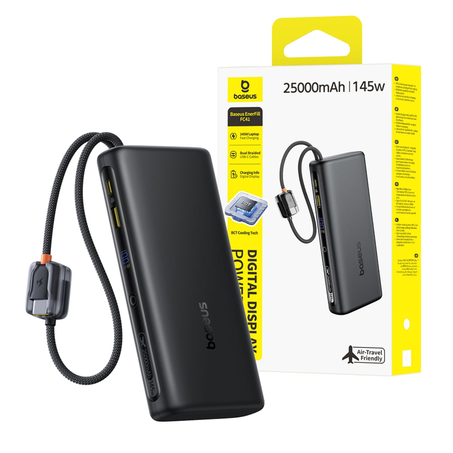 Baseus EnerFill FC41 Digital Display Power Bank with Dual Built-in USB-C Cables 25,000mAh 145W