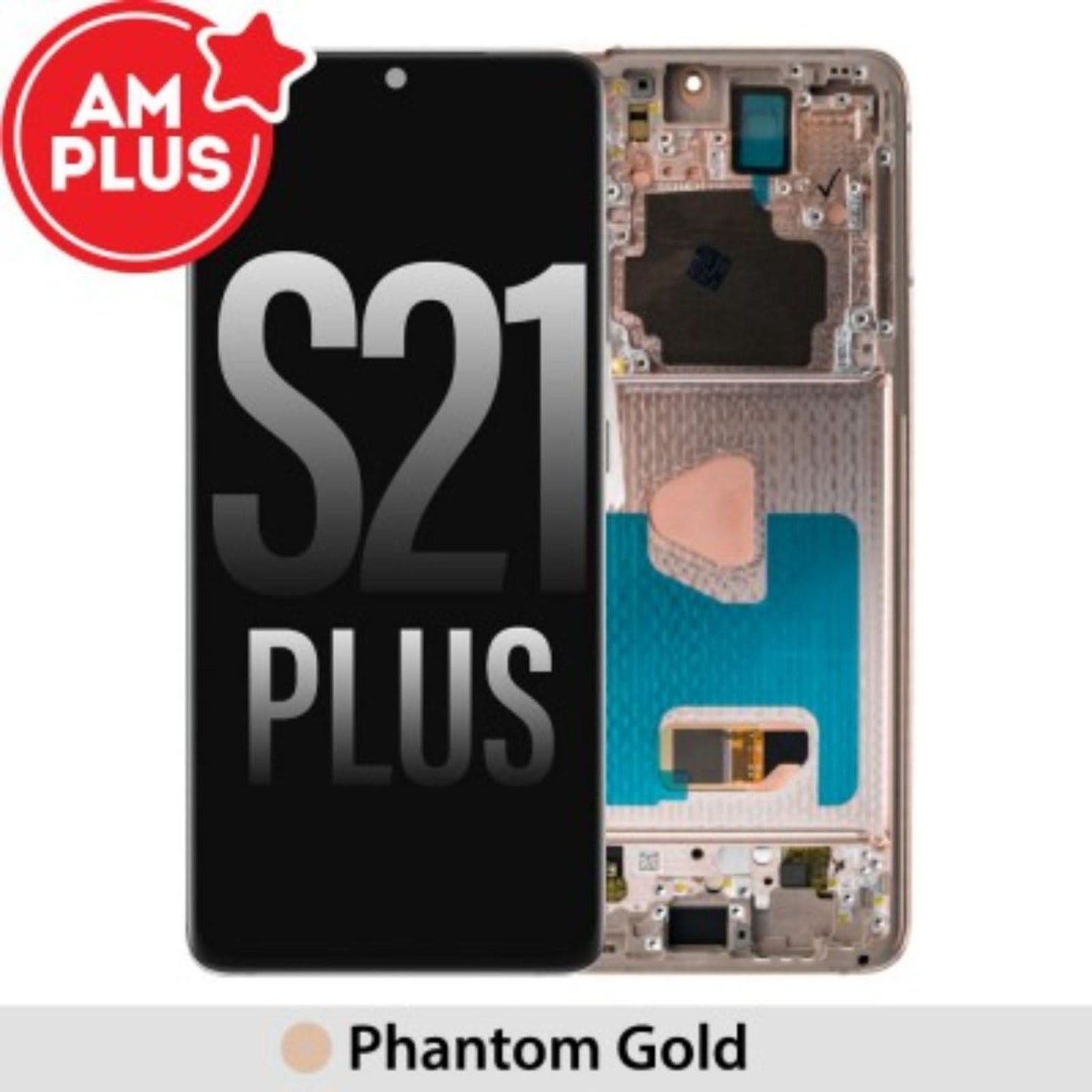 Samsung Galaxy S21 Plus 5G G996 AMPLUS OLED Screen Replacement Digitizer with Frame-Phantom Gold AMPLUS - Aftermarket Plus