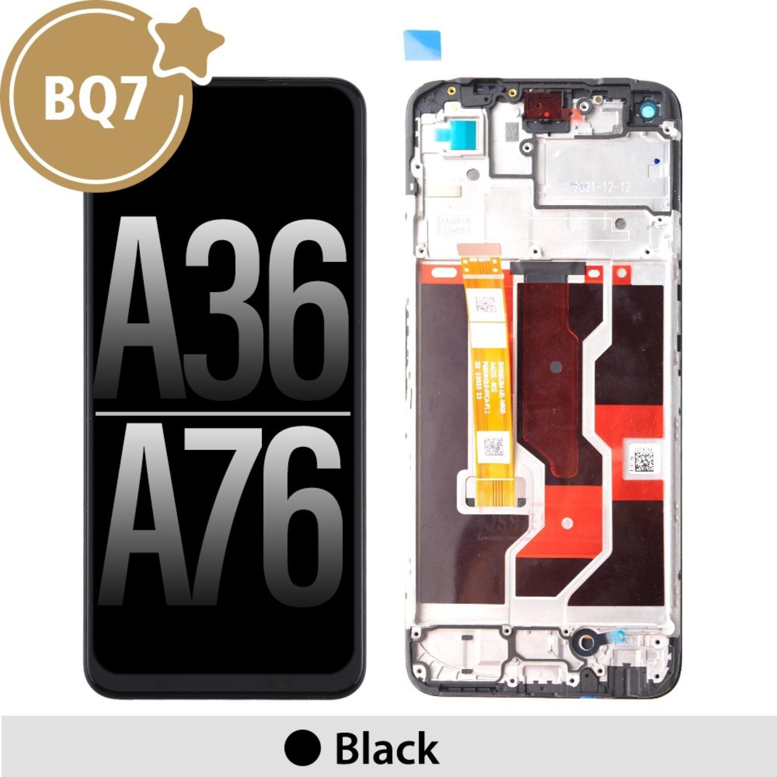 BQ7 LCD Screen Repair for OPPO A36 A76 with Frame (As the same as service pack, but not from official OPPO) MyMobile